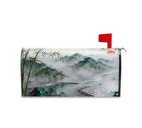 Yoogain Green Mountains bambù Pittura Cinese Copertura Decorativa Cassetta delle Poste per il Ringraziamento Divertente Pasqua Mailbox Covers Magnetico Formato Standard Caja de correos