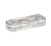 Yoogain Grigio Stile Inchiostro Cinese Paesaggio Trasparente Matita Box Plastica Doppio Strato Penne Caso Scatole Per La Scuola Con Coperchio