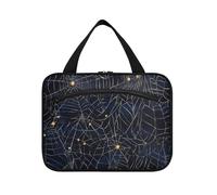 Yoogain Halloween Nero Web appeso borse da toilette per viaggiare con gancio, designer pieghevole cura della pelle borsa per viaggio essenziale viaggio maleta para maquillaje L, Web nero di Halloween