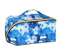 Yoogain Il blu e il fiore colora le borse cosmetiche con i divisori alla moda grande capacità di viaggio della borsa cosmetica verticale indipendente