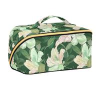 Yoogain Illustrazione Azalea Verde Scuro Makeup Bag con divisori Impermeabile Make Up Borse Per Le Donne Verticale Free-Standing