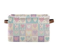 Yoogain Incolla Lhearts Gingham Patchwork cestini portaoggetti, organizer impermeabili pieghevoli e cesto portaoggetti con manico robusto roba Decoracion per abbigliamento