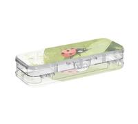 Yoogain Insetto che riposa sulla foglia verde scatola di matite trasparenti 2 strati scatole rigide penne caso per forniture di cancelleria con coperchio