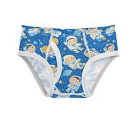 Yoogain Intimo per bambini in puro cotone per ragazzi, biancheria intima comoda, slip in vita, stile cartone animato, blu, spazio, pianeta, astronauta, taglie 2T, Astronauta del pianeta spaziale blu