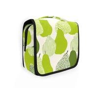 Yoogain Kit da viaggio con design a forma di pera verde, con gancio per appenderlo, elegante organizer per cosmetici con scomparti e maniglia
