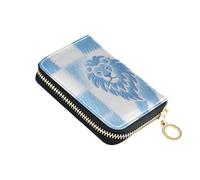 Yoogain Leo Blu Bianco Checker cuoio mens titolare della carta portafoglio Con 9 slot per carte RFID Blocco mens titolare della carta di credito con cerniera