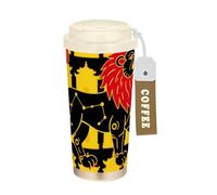 Yoogain Leo Lion Giallo Nero Caffè Tumbler Viaggio Con Coperchi Caffè Tazza Da Viaggio Caffè In Acciaio Inox Isolato Tazze Per Caldo E Freddo 50 Once A Prova Di Perdite