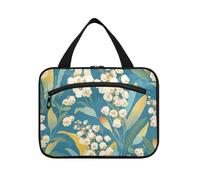 Yoogain Lily Of Valley Borsa da viaggio da appendere turchese con gancio, borsa multifunzionale di design per il trucco per gli elementi essenziali da viaggio toilette bolsas para maquillaje de mujer