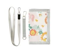 Yoogain Lions Elephant Sun Childish portafoglio da uomo per le donne portafogli minimalisti con fermasoldi con cordino, leoni elefante sole infantile, 1 size, Moda