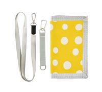 Yoogain Moderno White Rounds Dots Portafoglio giallo sottile per il viaggio Trendy mens trifold portafoglio con cordino, tondi bianchi moderni pois gialli, 1 size, Moda
