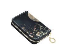 Yoogain Moon Blooms Spring Peace portafoglio porta carte in pelle per gli uomini con Cion Purse RFID Blocco porta carte di credito con cerniera
