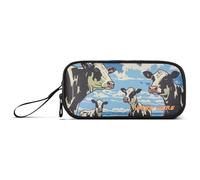 Yoogain Mucche personalizzabili su Prairie Nylon Matita Bag Con Maniglia Alta Capacità Matita Caso Organizzatore Cancelleria per Ufficio Insegnante