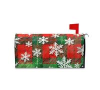 Yoogain Natale Rosso Verde A Scacchi Bianco Fiocchi di Neve Decorativo Casella Postale Coperture Magnetiche per Patricks Coperture Caselle Postali Uniche Estate Formato Standard Cover para buzon