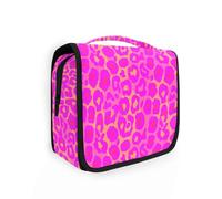 Yoogain Neon Sundown Leopard Magenta borsa da toilette da viaggio con gancio appeso Borsa da toilette portatile con scomparti e maniglia
