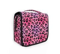 Yoogain Neon Sundown Leopard Pink Black bag borsa da viaggio con gancio per appendere Kit da barba leggero verticale autoportante