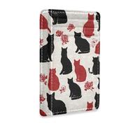 Yoogain Nero Rosso Gatto Rose Silhouette pelle piccoli portafogli sottile donna con slot per contanti RFID blocco titolari di carte per uomini e donne
