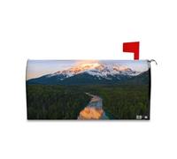 Yoogain Neve Montagna Verde Foreste Scenario Decorativo Magnetico Casella Postale Coperture per San Valentino Fun Patricks Day Copertura di Formato Standard per buzon