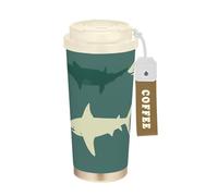Yoogain Old Slow Style Shark Green Travel Coffee Tumbler con coperchio Tazza da caffè in acciaio inox tazza termica per bevande calde fredde 500 ml a prova di fuoriuscite