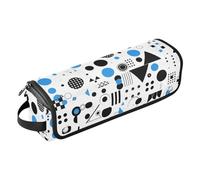 Yoogain Organizer 2 in 1 per strumenti per capelli, con tappetino in ferro, borsa da viaggio organizer per ferri da stiro, piastre e arricciacapelli, forme geometriche blu e nere, minimalista e