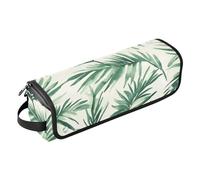 Yoogain Organizer per strumenti per capelli 2 in 1 e tappetino resistente al calore, custodia da viaggio a doppio strato per ferro arricciacapelli, asciugacapelli piatto, foglie di palma ad acquerello