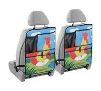 Yoogain Organizer rotondo per sedile posteriore dei bambini, motivo cartone animato con erba di pollo e cielo, organizer per sedile del veicolo con tasche dietro il sedile