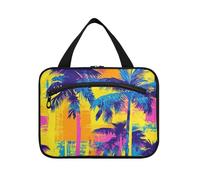Yoogain Palme dai colori vivaci appese borse da viaggio per le donne articoli da toeletta con gancio, designer borsa da toilette pieghevole appesa per le donne crociere porta cosmeticos mujer para