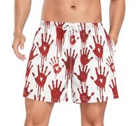 Yoogain Pantaloncini da bagno da uomo foderati con fodera a compressione e tasche, pantaloncini da allenamento leggeri, Bloody Hhalloween sangue Drip Horror, XL Short