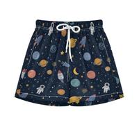 Yoogain Pantaloncini da bagno elasticizzati per ragazzo Cartoon Speace Planet Navy, Cartone animato Speace Planet Navy, 12-13 Anni