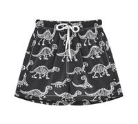 Yoogain Pantaloncini da bagno per bambini e ragazzi, motivo con scheletri e osso, colore nero, Carino dinosauro scheletri Osso Nero, 12-13 Anni