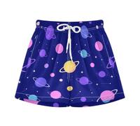 Yoogain Pantaloncini da bagno per ragazzo basket Space Planets Navy, Modello blu navy con pianeti spaziali, 12-13 Anni