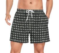 Yoogain Pantaloncini da spiaggia da uomo 2 in 1 per allenamento e corsa, con fodera a compressione, pantaloncini da bagno leggeri, Carte Poker Sign Nero, S Short