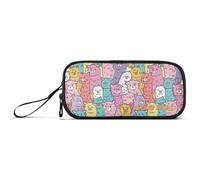 Yoogain personalizzabile Carino Alpaca Carino Doodle Art Nylon Matita Astuccio Grande Capacità Cerniera Mesh Pencil Case Cancelleria Organizzatore per Preppy School Adolescenti
