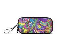 Yoogain Personalizzabile Colorato Astratto Grafica Nylon Storage Pen Case Matita Sacchetto di Grande Capacità Astuccio Per La Scuola Cancelleria per le Ragazze Del College