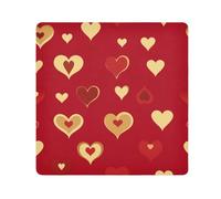 Yoogain Personalizzabile Cuore Rosso Oro San Valentino Sacchetto Cosmetico Panno Protettivo Viaggio Make Up Organizzatore Wrap 21.7 X 21.7 Wrapper Trucco Per Le Donne, cuore oro rosso San Valentino,