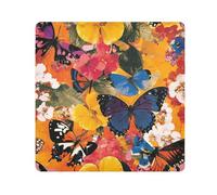 Yoogain Personalizzabile Farfalle e Fiori Colori Vividi Sacchetto Cosmetico Lente Fotocamera Panno Magico Autoadesivo Trucco Organizzatore Wrap 21.7 X 21.7 Wrapper Trucco Per Le Donne, Farfalle e