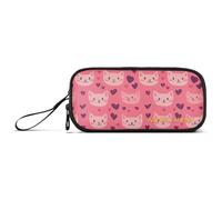 Yoogain personalizzabile Felice Cuore Cartoon Gatto Pesca Nylon Grande Cerniera Matita Bag Alta Capacità Astuccio Scuola Cancelleria per la Scuola Bambini