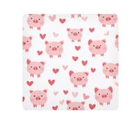 Yoogain Personalizzabile Felice San Valentino Cartone Animato Maiale BiancoTrucco Custodia da Viaggio Panno Magico Autoadesivo Borsa Da Viaggio Organizer Wrap 21.7 X 21.7 Wrapper Trucco Per Le Donne,