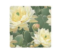 Yoogain Personalizzabile Fiore Bianco GreenMakeup Organizer Bag Camera Lens Panno Portatile Organizzatore di Viaggio Wrap 21.7 X 21.7 Wrapper Per Articoli Da Bagno, fiore bianco verde, 21.7x21.7in