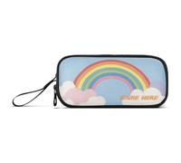 Yoogain Personalizzabile Semplice Blu Arcobaleno Nylon Matita Bag Per Adolescenti Grande Capacità College Pencil Case Cancelleria per gli Adolescenti del Liceo