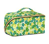 Yoogain Piccoli fiori verde giallo borsa da viaggio con divisori grandi borse trucco per le donne accessori da viaggio