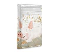 Yoogain Piglet Rolling in The Mud Pozzanghera portafogli da donna in pelle sottile con slot per contanti RFID blocco porta carte di credito per uomini e donne