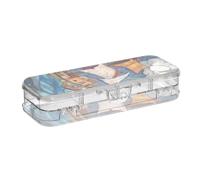 Yoogain Pirate Ship Sailing on The Sea - Astuccio in plastica trasparente a doppio piano per penne con coperchio
