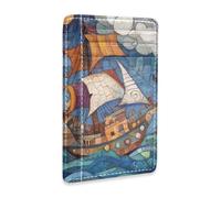 Yoogain Pirate Ship Sailing on The Sea portafoglio sottile in pelle per le donne sottile con fermasoldi RFID Blocco sottile porta carte per uomini e donne