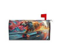 Yoogain Playful Dachshund Dog Skateboard Retro Street Style Decorative Mailbox Covers Magnetic Standard for Fall Unique Christmas Mail Box Covers Magnetic Standard Size Cover para buzon