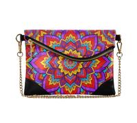 Yoogain Pochette in pelle PU per le donne alla moda portafoglio portamonete per viaggio Boho Mandala fiori rosso blu giallo