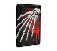 Yoogain Portafoglio da uomo in pelle con teschio di sangue nero sottile con clip per soldi blocco RFID porta carte d'identità per uomini e donne