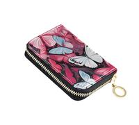 Yoogain Portafoglio estetico della carta di credito degli uomini del cuoio sveglio della farfalla con la borsa di Cion RFID che blocca i casi delle carte delle donne con la chiusura