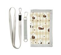 Yoogain Portafoglio marrone chiaro del plaid dell'orso polare con la clip dei soldi per i portafogli di nylon del regalo di compleanno con il cordino, Plaid orso polare marrone chiaro, 1 size, Moda