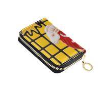 Yoogain Portafoglio porta carte di credito in pelle a scacchi rosso giallo astrologia Con 9 slot per carte RFID Blocco porta carte uomo con cerniera
