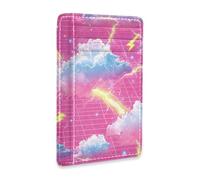 Yoogain Portafoglio sottile in pelle rossa fulmine stile onda vapore con finestra ID blocco RFID titolare della carta per uomini e donne